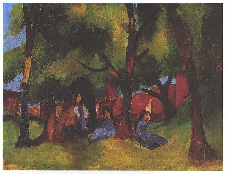 August Macke Children und sunny trees oil painting picture